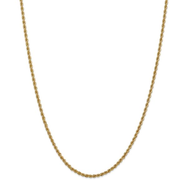 2.5mm, 14k Yellow Gold, Handmade Solid Rope Chain Necklace on Sale