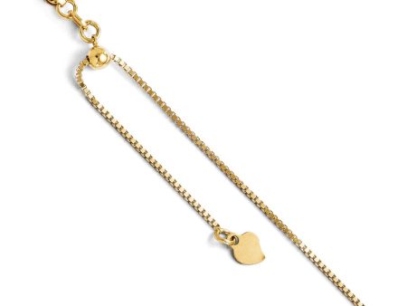 14k Yellow Gold 1mm Adjustable Box Chain Anklet, 11 Inch Cheap