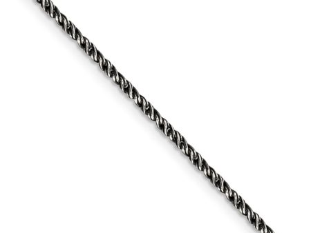 1.7mm Sterling Silver Black Plated Solid Twisted Wheat Chain Necklace Online Hot Sale