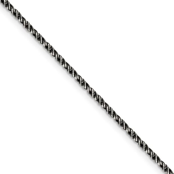 1.7mm Sterling Silver Black Plated Solid Twisted Wheat Chain Necklace Online Hot Sale