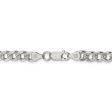 Men s 7mm, Sterling Silver Solid Pave Curb Chain Necklace Supply