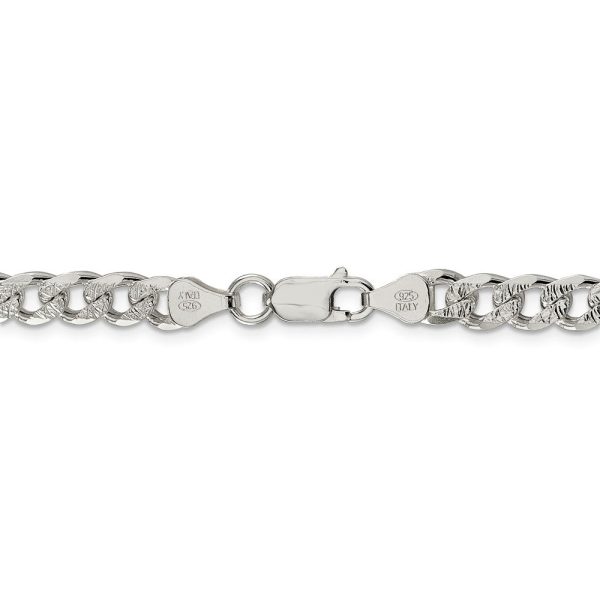 Men s 7mm, Sterling Silver Solid Pave Curb Chain Necklace Supply