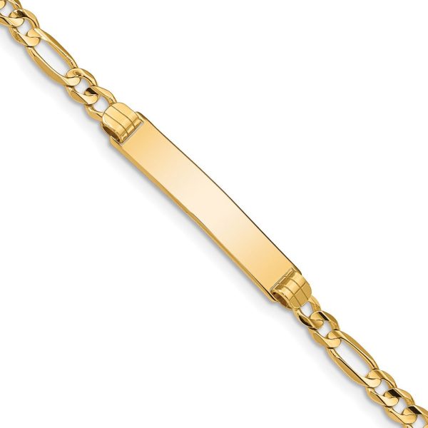 14k Yellow Gold Figaro I.D. Bracelet with Lobster Clasp - 7 Inch Online Hot Sale