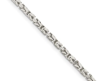 2.5mm, Sterling Silver, Solid Byzantine Chain Necklace on Sale