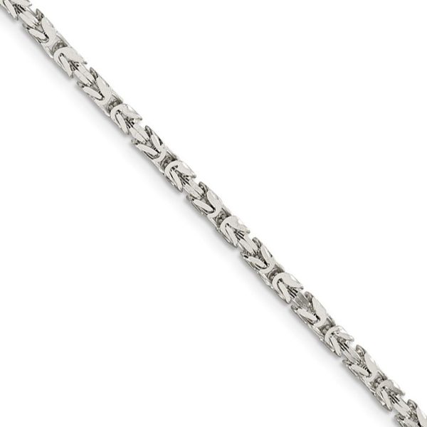 2.5mm, Sterling Silver, Solid Byzantine Chain Necklace on Sale