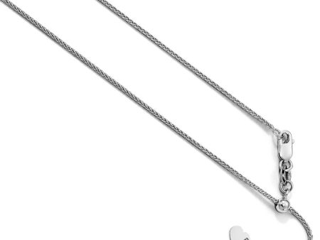 1mm 10k White Gold Adjustable Solid Wheat Chain Necklace Online Hot Sale