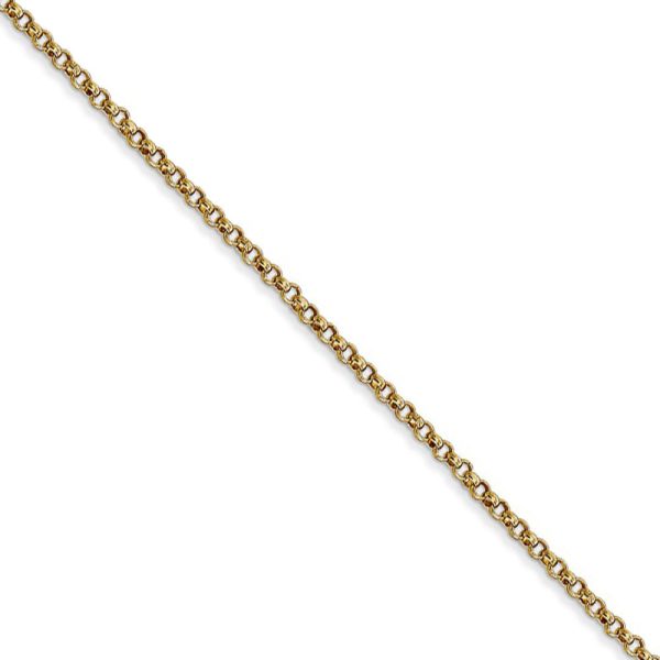 1.55mm 14k Yellow Gold Solid Rolo Pendant Chain Online