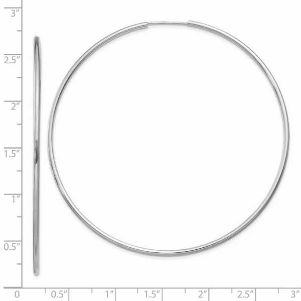 1.5mm, 14k White Gold Endless Hoop Earrings, 64mm (2 1 2 Inch) For Cheap