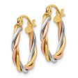 2.5mm, 14k Tri-Color Gold Twisted Hoops, 15mm (9 16 Inch) Sale