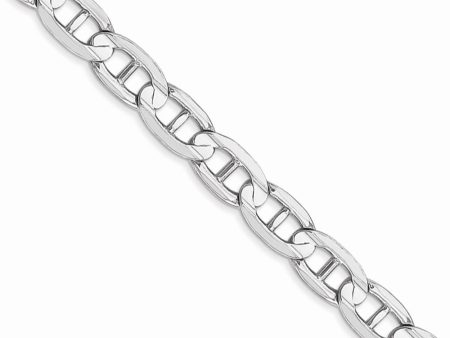 5.25mm 14k White Gold Solid Concave Anchor Chain Necklace For Discount