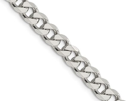 Men s 7mm, Sterling Silver Solid Pave Curb Chain Necklace Supply