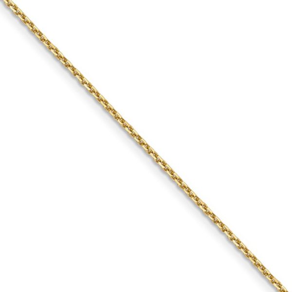 1.4mm, 14k Yellow Gold, Diamond Cut Solid Cable Chain Necklace Fashion