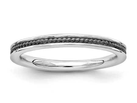 2.25mm Sterling Silver Stackable Black Ruthenium Plated Channeled Band Online now