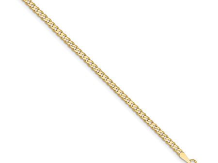 14k Yellow Gold 2.2mm Solid Beveled Curb Chain Anklet Online now