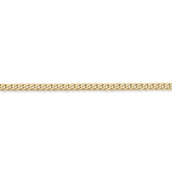 2.2mm, 14k Yellow Gold, Solid Beveled Curb Chain Bracelet For Discount