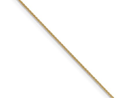 0.65mm, 14k Yellow Gold, Diamond Cut Spiga Chain Necklace For Sale