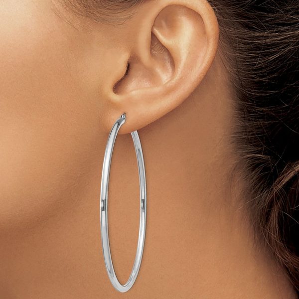 2.5mm Sterling Silver, X-Large Round Hoop Earrings, 65mm (2 1 2 In) Fashion