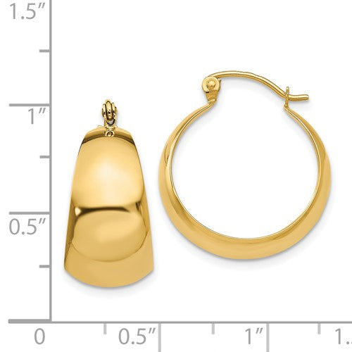 14k Yellow Gold Wide Tapered Round Hoop Earrings, 21mm (13 16 Inch) Supply