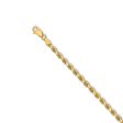 14k Yellow Gold 3.25mm Diamond Cut Solid Rope Chain Necklace For Cheap