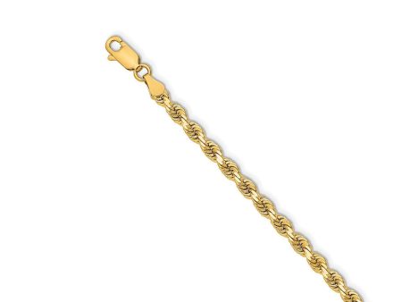 14k Yellow Gold 3.25mm Diamond Cut Solid Rope Chain Necklace For Cheap