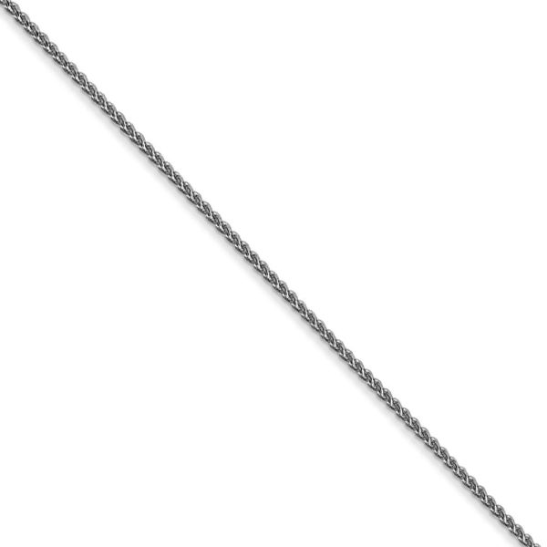 1mm, 14k White Gold, Solid Diamond Cut Spiga Chain Necklace Fashion