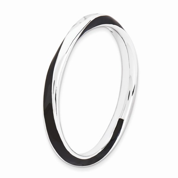 2.5mm Silver Twisted Black Enameled Stackable Band Online now