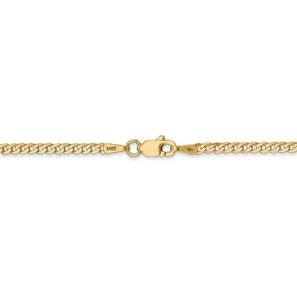 14k Yellow Gold 2.2mm Solid Beveled Curb Chain Anklet Online now