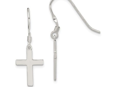 15mm Polished Cross Dangle Earrings in Sterling Silver Fashion