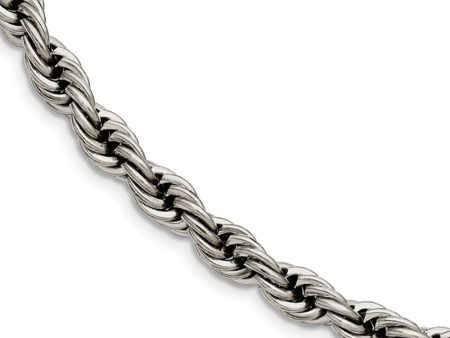 Men s 7mm Stainless Steel Polished Rope Chain Necklace Online