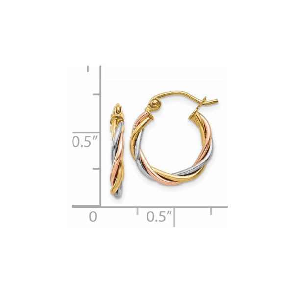 2.5mm, 14k Tri-Color Gold Twisted Hoops, 15mm (9 16 Inch) Sale