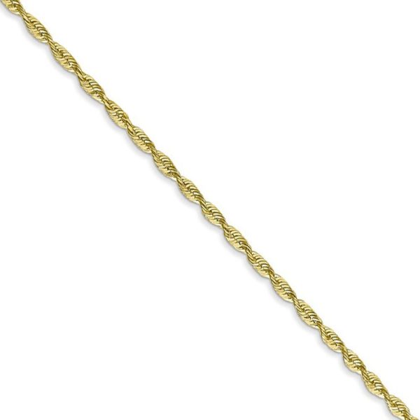 1.8mm 10k Yellow Gold Diamond Cut Hollow Rope Chain Necklace Hot on Sale