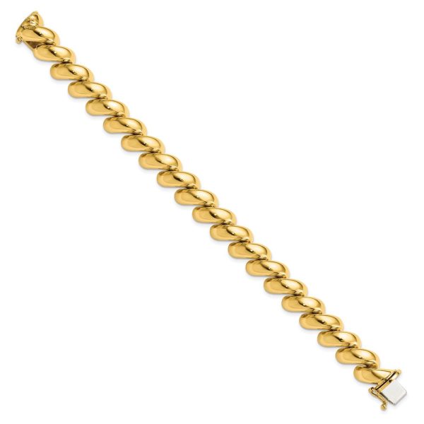 14k Yellow Gold 12mm Polished San Marco Chain Bracelet Online now