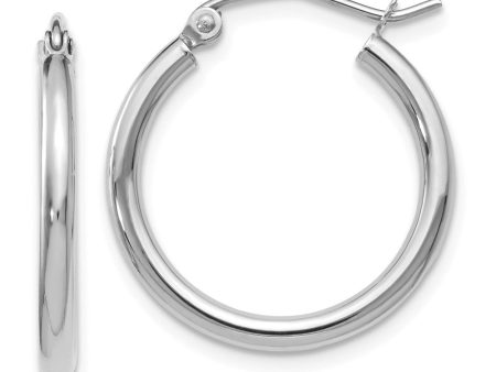 2mm Round Hoop Earrings in 10k White Gold, 20mm (3 4 Inch) Fashion