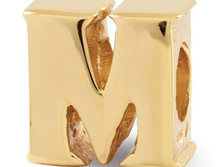 Letter M Bead Charm in 14k Yellow Gold Plated Sterling Silver For Cheap