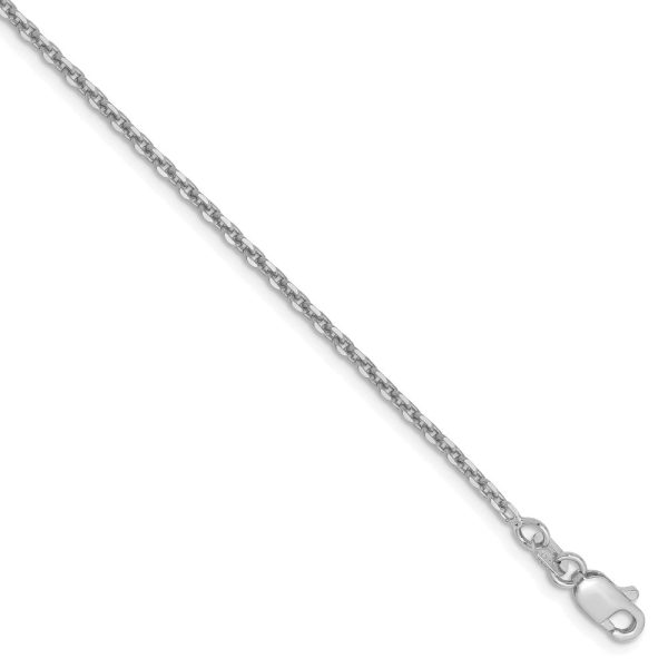 1.65mm 14k White Gold Diamond Cut Solid Cable Chain Anklet Sale