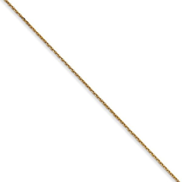 0.65mm, 14k Yellow Gold, Diamond Cut Cable Chain Necklace For Cheap