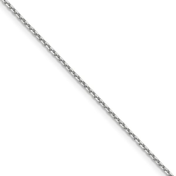 1.4mm, 14k White Gold, Diamond Cut Solid Cable Chain Necklace Online Sale