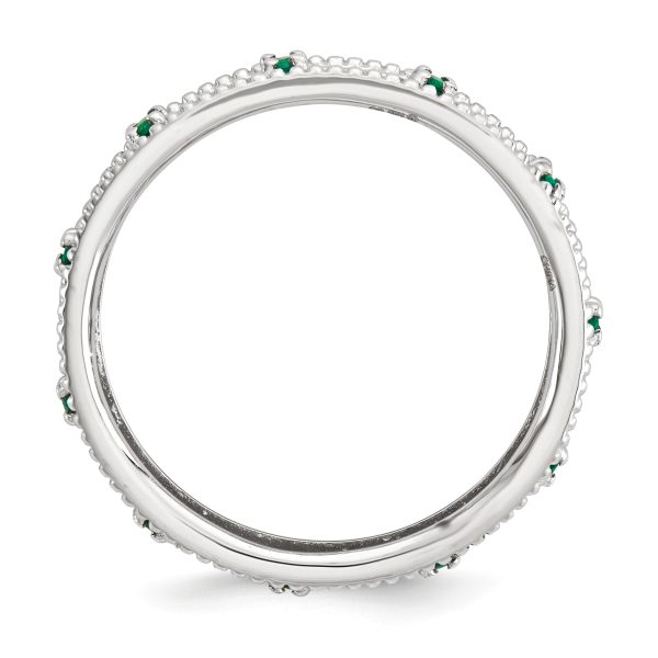 3mm Sterling Silver Stackable Expressions Created Emerald Scroll Band Online Sale