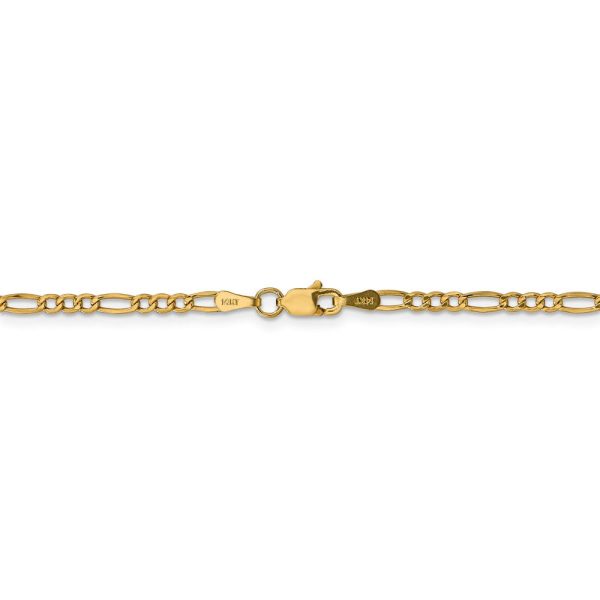 2.5mm 14k Yellow Gold Hollow Figaro Chain Necklace For Discount