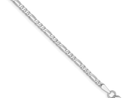 14k White Gold 2.25mm Flat Figaro Chain Anklet Discount