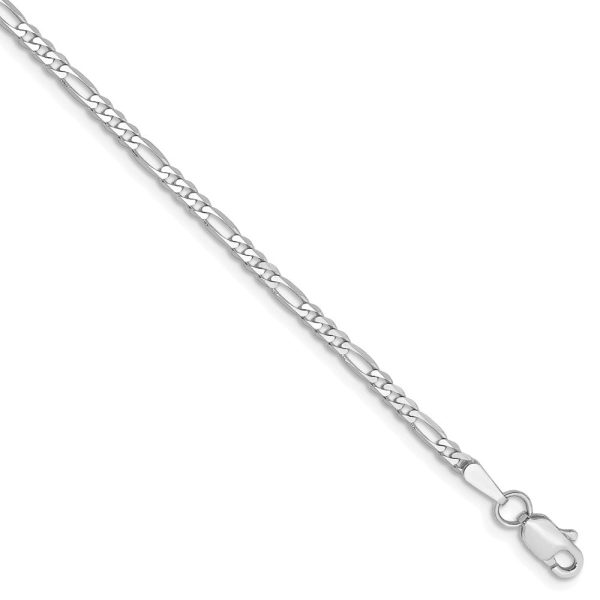 14k White Gold 2.25mm Flat Figaro Chain Anklet Discount