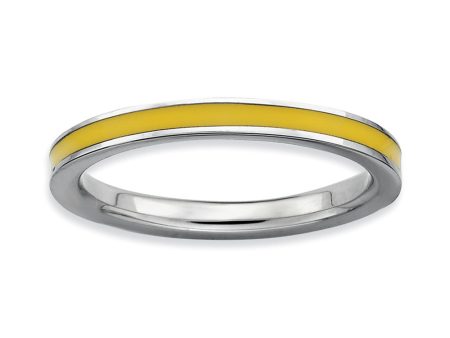 2.25mm Sterling Silver Stackable Yellow Enameled Band Cheap