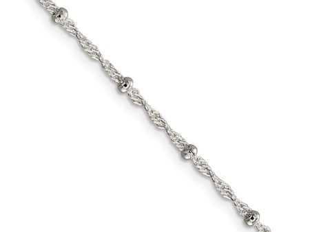 2.5mm Sterling Silver Beaded Loose Rope Chain Necklace Online Sale