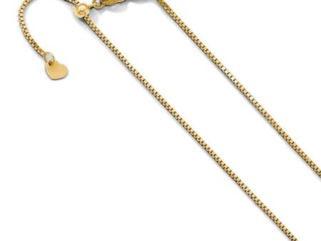 0.9mm 10k Yellow Gold Adjustable Box Chain Necklace on Sale