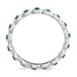 2.5mm Rhodium Sterling Silver Stackable Created Emerald Twist Band Fashion