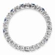 2.25mm Stackable Created Sapphire & .04 Ctw HI I3 Diamond Silver Band Cheap