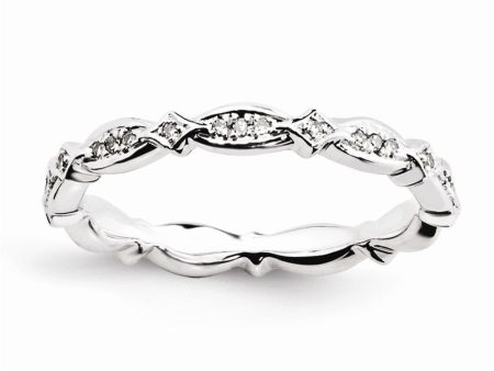 2.75mm Rhodium Sterling Silver Stackable .12 Ctw I3 H-I Diamond Band For Discount