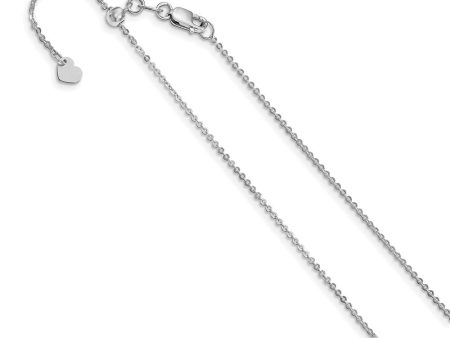 1mm 14k White Gold Adjustable Flat Cable Chain Necklace Supply