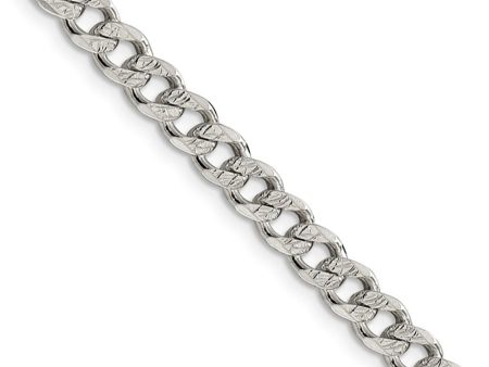 5.5mm, Sterling Silver Solid Pave Curb Chain Necklace Hot on Sale