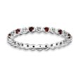 2.25mm Sterling Silver, Garnet & .04 Ctw Diamond Stackable Band Fashion